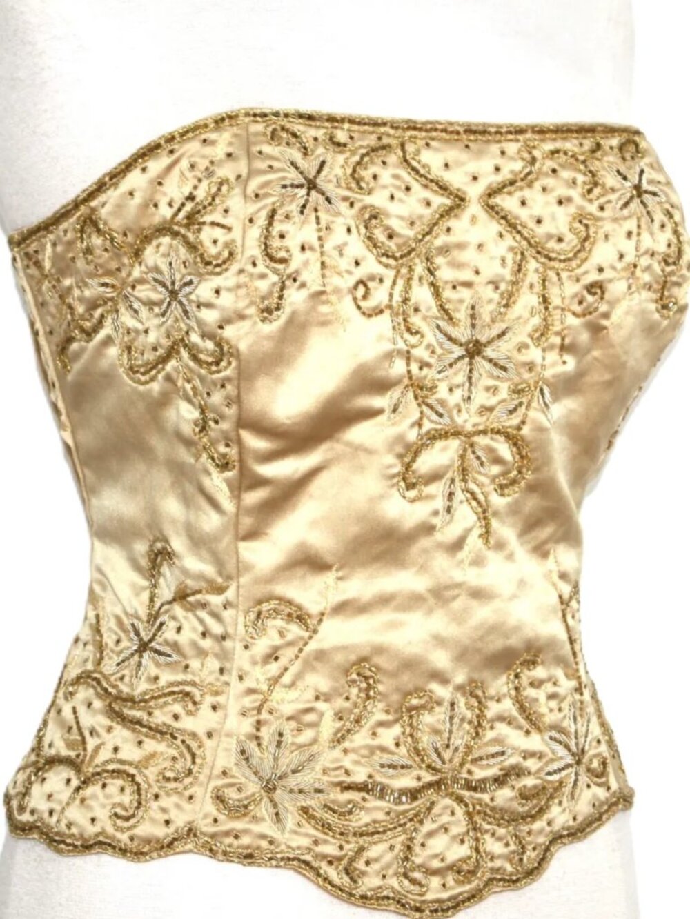 JASDEE Vintage Bustier Corset Hand Work Gotta Thread Embroidery On Satin F3033